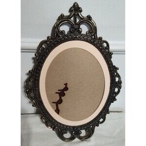 Antique Ornate Victorian Look Brass Frame With Matting Velvet Backing 17" x 12"